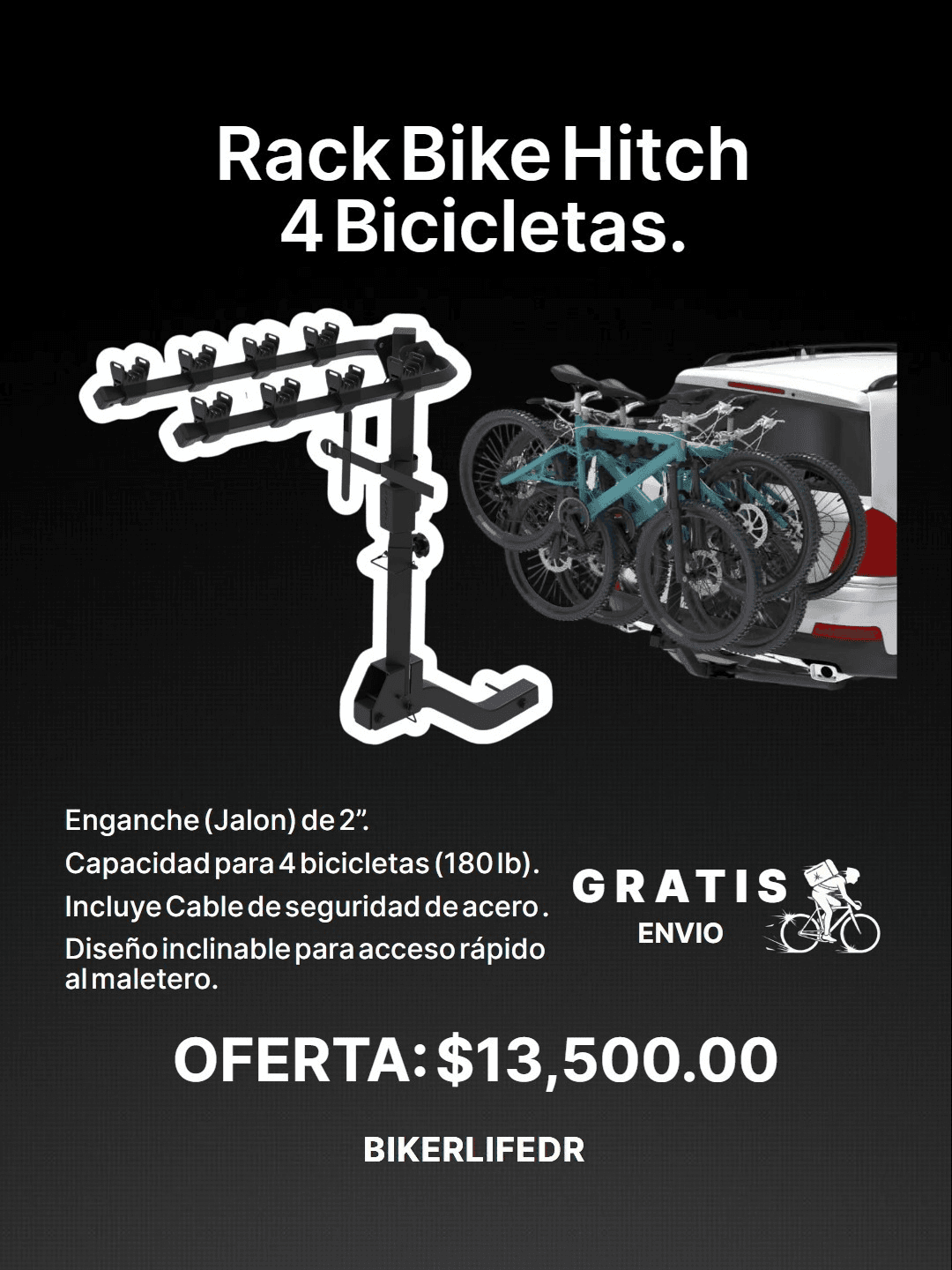 Rack portabiccletas de Jalon Hyperax para 4 bicicletas con candado incluido