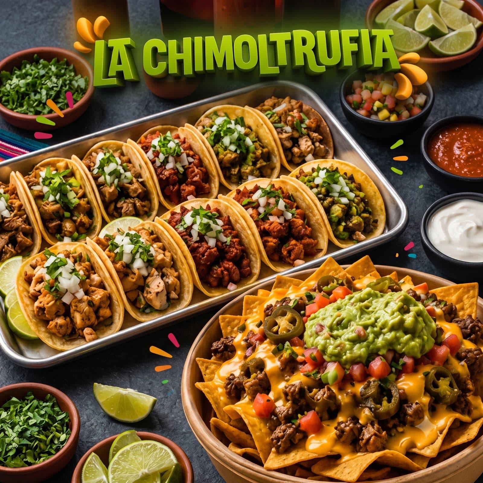¡Comparte un festín de tacos! Paga RD$1,299 en vez de RD$1,800 por el Combo Chiling (12 tacos + servicio de nachos) en La Chimoltrufia