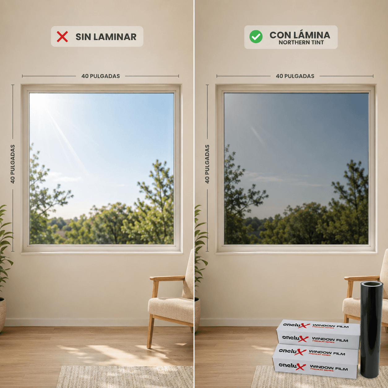 ¡Protege tu hogar del calor! Paga RD$1,249 en vez de RD$2,500 por laminado solar para una ventana de 40" x 40" en Mac Laminados — imagen 1