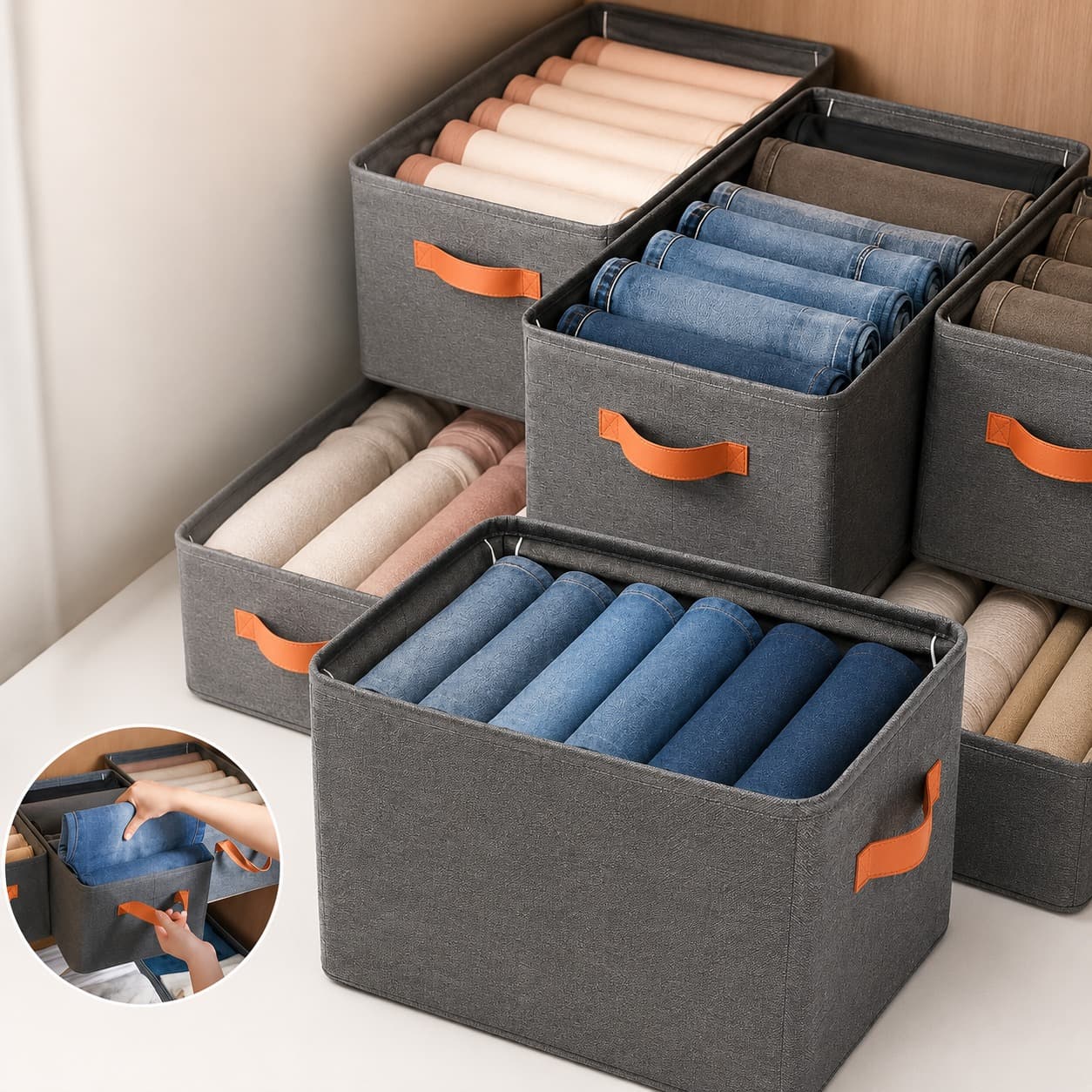 ¡Mantén limpio tu hogar! Paga RD$999 en vez de RD$1,395 por un set de 2 organizadores plegables para ropa en Sophia Wholesale